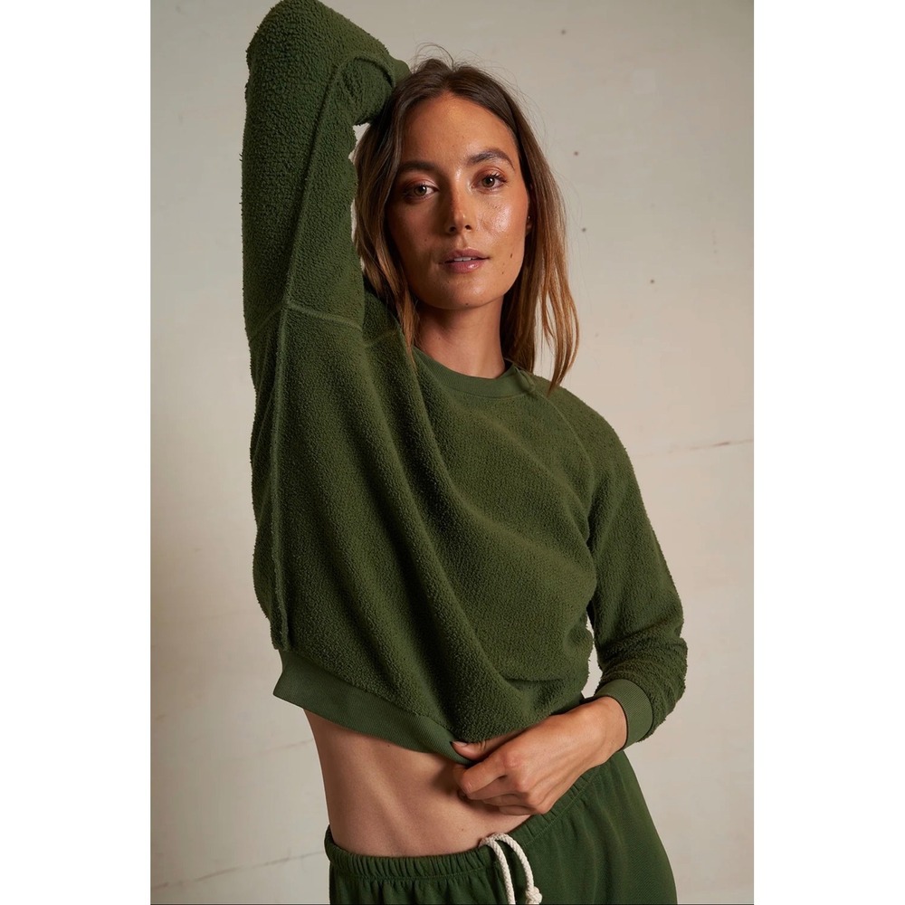 Perfect White Tee Ziggy Fern Green Inside Out Fleece Sweatshirt Size M